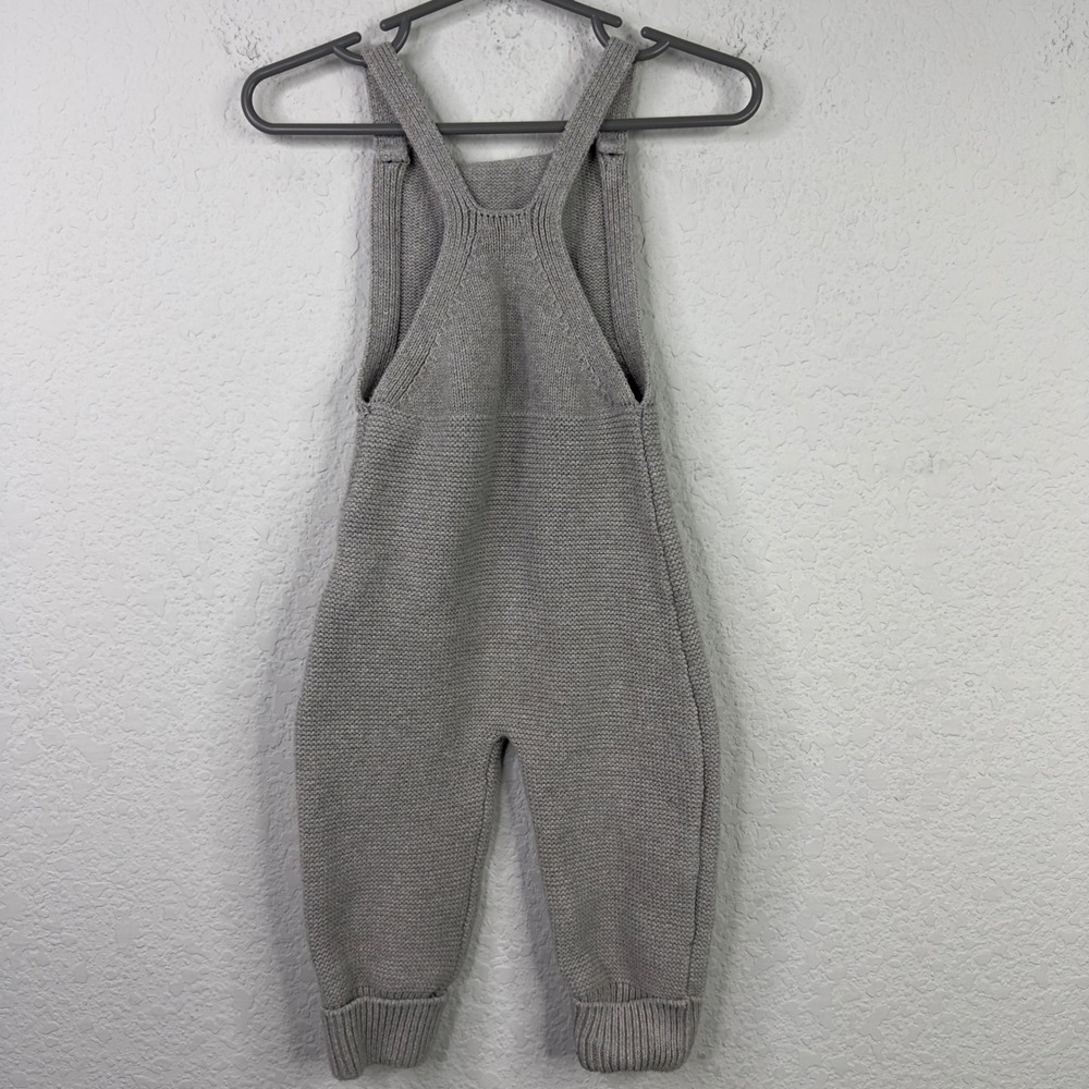 Jamie Kay Romper Kids 2Y Gray Cotton Knit Overalls Jumper Neutral Minimalist - Picture 2 of 7
